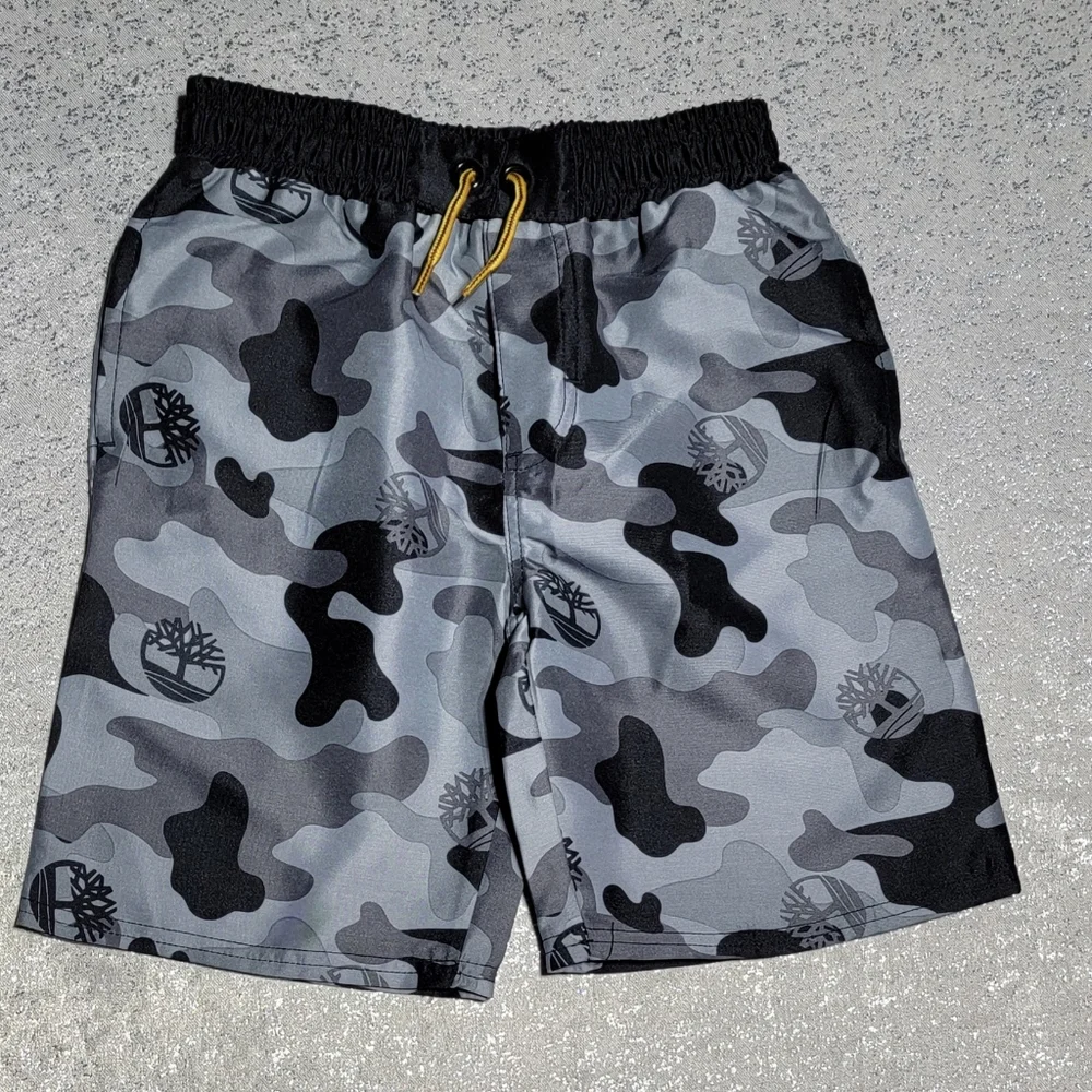 🤍🖤NEW Timberland White Sleeveless Shirt and Swim Shorts Boy's Size 7 - Picture 2 of 11